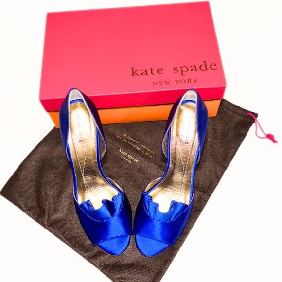 Kate Spade Chrisette Cobalt Blue Satin Heels Size 8 - Picture 6 of 7